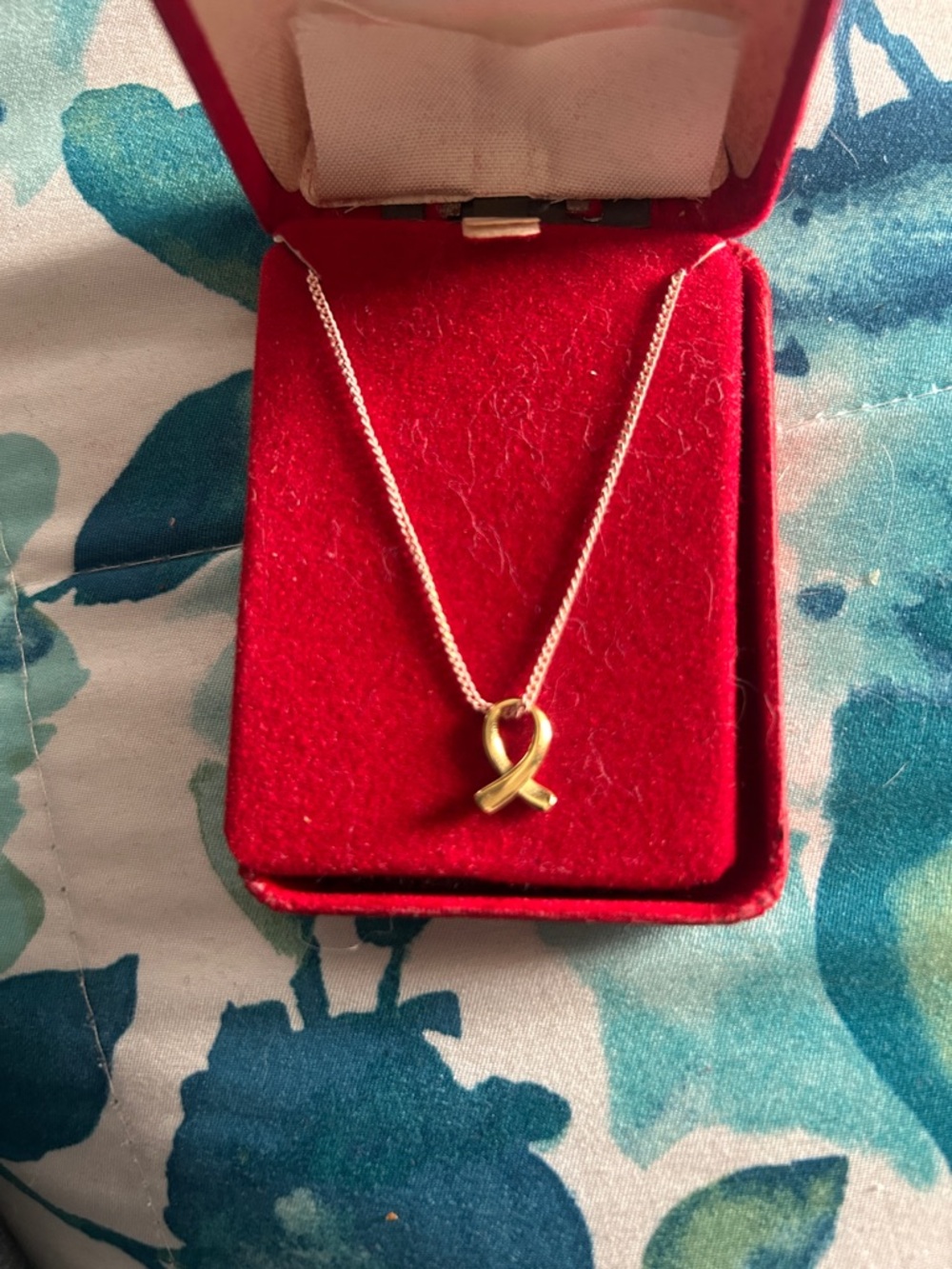 Gold Ribbon Cancer  Pendant Necklace - Classic Women’s Jewelry by Plunder